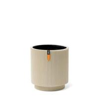 Capi nature groove indoor cilinder bloempot 15x17 cm beige - thumbnail