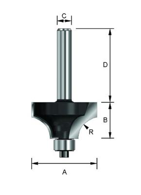 ENT Kwartrondfrees HM R8 met lager, Kolf 12mm - 7909892