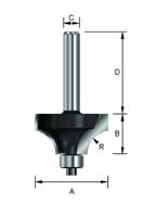 ENT Kwartrondfrees HM R9.5 met lager, Kolf 12mm - 7909894 - thumbnail