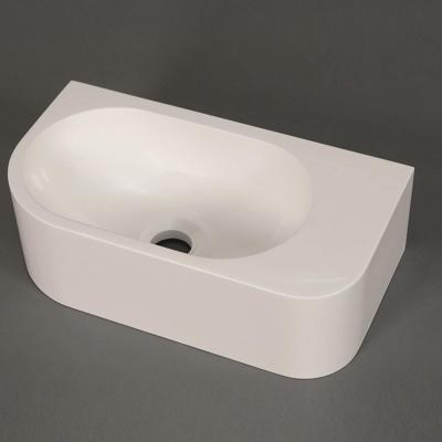 Fontein Luca Sanitair Wand 40x21.5x12 cm Mineral Stone Zonder Kraangat Glans Wit Rechts Luca Sanitair