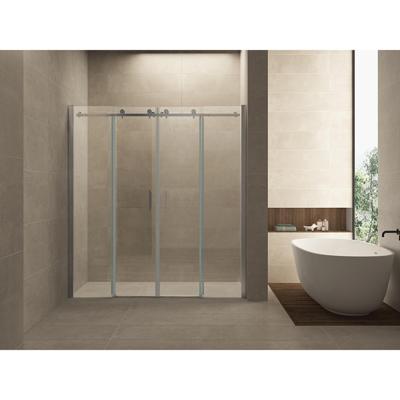 Wiesbaden Slide Dubbele Schuifdeur Nis 180x200 cm Helder Glas Chroom