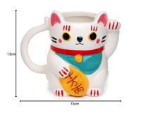 Witte Maneki Neko Gelukskat Gevormde Keramiek Mok - thumbnail