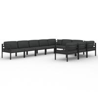 10-delige Loungeset met kussens aluminium antracietkleurig - thumbnail