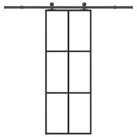VidaXL Schuifdeur met beslag 76x205 cm esg-glas en aluminium - thumbnail
