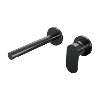 Brauer Gunmetal Edition Inbouw Wastafelmengkraan met Rechte Uitloop en Rozetten Model C1 Gunmetal Geborsteld PVD