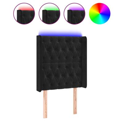 Hoofdbord LED 83x16x78/88 cm fluweel zwart