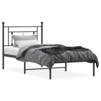 Bedframe met hoofdbord metaal zwart 107x203 cm - thumbnail