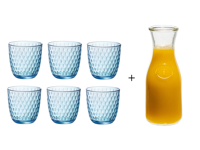 Bormioli Rocco Glazen Slot Blauw 290 ml - 6 Stuks + Cookinglife Karaf 1 Liter - thumbnail