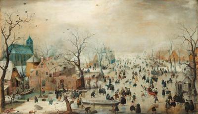 Hendrick Avercamp - Winterlandschap met schaatsers , Rijksmuseum, print op canvas, premium print 120x70cm