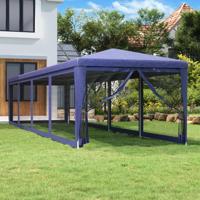 Partytent met 10 mesh zijwanden 3x12 m HDPE blauw - thumbnail