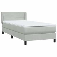 Boxspring met matras fluweel lichtgrijs 90x220 cm - thumbnail
