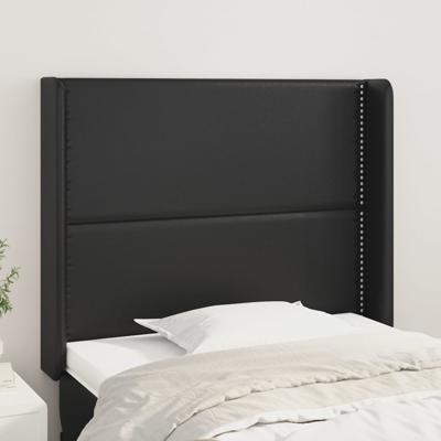 Hoofdbord met randen 163x16x78/88 cm kunstleer zwart - thumbnail