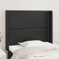 Hoofdbord met randen 183x16x118/128 cm kunstleer zwart - thumbnail