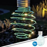 Solar led hanglamp fiesta blue op zonne energie - set van 9 - thumbnail