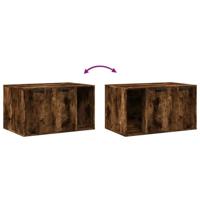 Kattenbakkast 80x50x45 cm bewerkt hout gerookt eikenkleurig - thumbnail