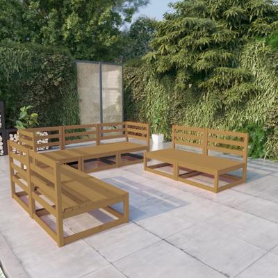 7-delige Loungeset massief grenenhout honingbruin