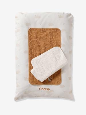 Luiermatras en 2 aanpasbare verschoonmatten IN DE WOLKEN wit, bedrukt Luiermatras en 2 aanpasbare verschoonmatten IN DE WOLKEN wit, bedrukt