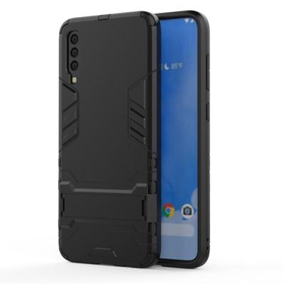 Schokbestendige PC + TPU Case voor Samsung Galaxy A70 met houder (zwart)