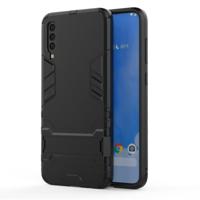 Schokbestendige PC + TPU Case voor Samsung Galaxy A70 met houder (zwart) - thumbnail