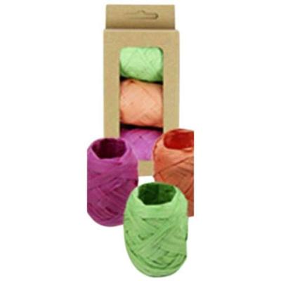 Lint raffia assorti: oranje, groen & roze | 12 stuks