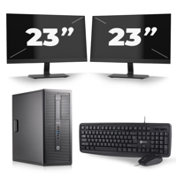 HP EliteDesk 800 G1 Tower - Intel Core i7-4e Generatie - 16GB RAM - 256GB SSD - Windows 10 + 2x 23 inch Monitor - thumbnail