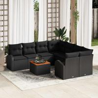 Tuinbankenset met opslag 9 pcs Zwart poly rattan - thumbnail