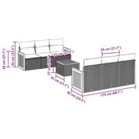 7-delige Loungeset met kussens poly rattan grijs - thumbnail