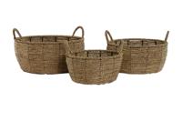 Plantenbakkenset Home ESPRIT Bruin Metaal Vezel Tropisch 34 x 33 x 15 cm - thumbnail