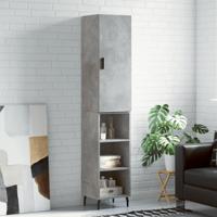 Hoge kast 34,5x34x180 cm bewerkt hout betongrijs - thumbnail