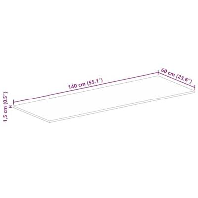 Tafelblad rechthoekig 140x60x1,5 cm massief gerecycled hout