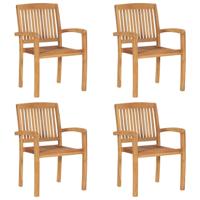 Tuinstoelen stapelbaar 4 st massief teakhout - thumbnail