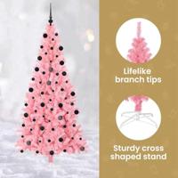 VidaXL Kerstboom met 300 led met standaard roze 210 cm pvc - thumbnail