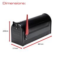 Amerikaanse brievenbus US Mailbox - aluminium zwart - thumbnail
