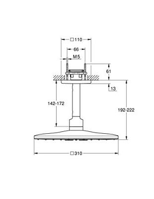 Grohe Regendoucheset Rainshower SmartActive Cube 31 cm met Plafondarm Supersteel - thumbnail