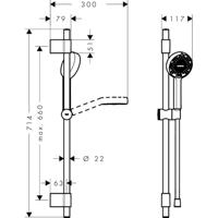 hansgrohe Activera S doucheset 95 - 2jet - EcoSmart - met glijstang varia 72cm - chroom 28048000 - thumbnail