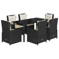 7-delige Tuinset met kussens poly rattan zwart - thumbnail