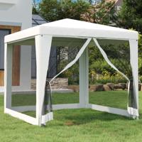 Partytent met 4 mesh zijwanden 2,5x2,5 m wit - thumbnail