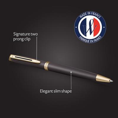 Waterman Hémisphère Metalic balpen, medium, zwart GT, giftbox