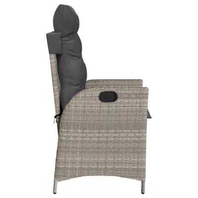 Tuinstoelen 2 st verstelbaar met kussens poly rattan lichtgrijs - thumbnail