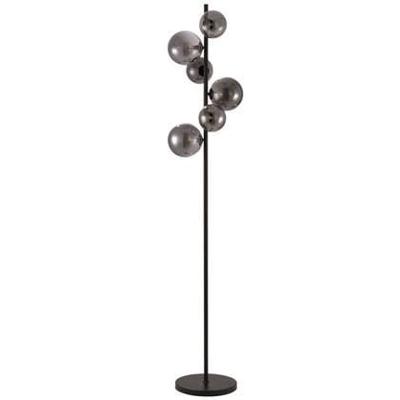 Freelight Vloerlamp Calcio 6 lichts H 170 cm excl. 6x G9 LED rook glas zwart