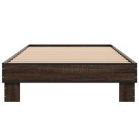 Bedframe bewerkt hout en metaal bruin eikenkleurig 75x190 cm - thumbnail