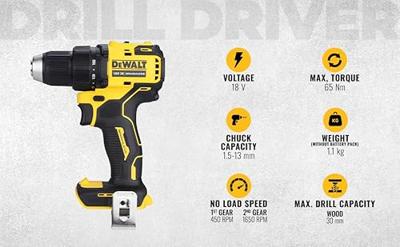DeWalt DCD708N-XJ Schroef/boormachine 18V XR Li-Ion | zonder accu en lader - DCD708N-XJ - thumbnail
