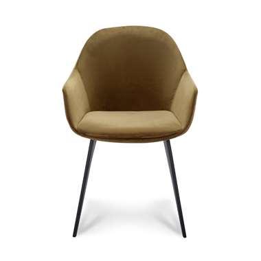 Eetkamerstoel Rouen - velvet - goudkleurig (2 stuks) - Leen Bakker