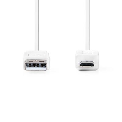 Platte USB 2.0-Kabel | A Male - Micro-B Male | 1,0 m | Wit
