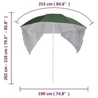 VidaXL Strandparasol met zijwanden 215 cm groen - thumbnail