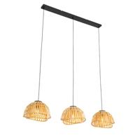QAZQA Oosterse hanglamp zwart met naturel bamboe 3-lichts - Pua - thumbnail