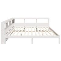 Bed met boekenkast zonder matras grenenhout wit 200x200 cm - thumbnail