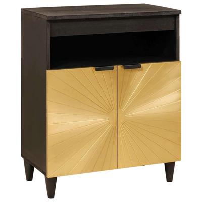 Dressoir Zwart en Goud 60 x 33 x 75 cm massief mangohout