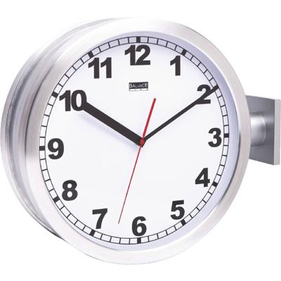 Stationsklok 15" dubbelzijdig zilver Stationsklok 15" dubbelzijdig zilver