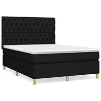 Boxspring met matras stof zwart 140x200 cm - thumbnail